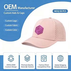 Custom Color Logo <b>Waterproof</b> Polyester Golf <b>Hat</b> 5 Panel Black and White Color Laser Cut Hole Sport Black Five Panel Baseball Cap - Product Image 1