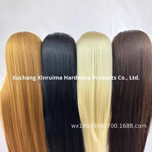 <span class=keywords><strong>Tête</strong></span> de mannequin d'entraînement pour coiffure et <span class=keywords><strong>maquillage</strong></span>, avec cheveux synthétiques résistants <span class=keywords><strong>à</strong></span> la chaleur, 60 cm, cheveux raides, modèle économique pour l'exportation - Product Image 3