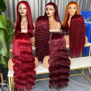 Parrucca Deep Wave Colorata di Fabbrica, 100% <span class=keywords><strong>Capelli</strong></span> Umani Vergini, <span class=keywords><strong>Parrucche</strong></span> Frontali in Pizzo HD Trasparente, Parrucca Frontale in Pizzo Ricci Deep Wave per Donne - Product Image 4