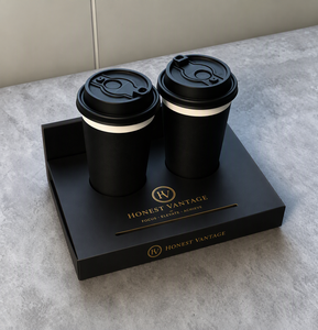 Custom Reusable <b>Paper</b> Coffee Cup Holder <b>Tray</b> Biodegradable Double Cup Carrier Base Packaging for Milk Tea Takeaway - Product Image 3