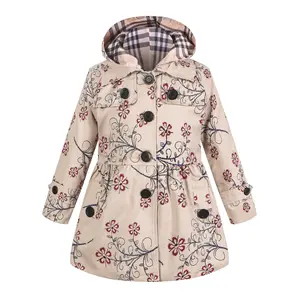 Herbst Winter Mädchen Stepp jacken Solid Plaid Blumen druck Verdicken Wind breaker British Style Hooded Outwear Kinder mäntel