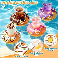 Lot de 12 supports gonflables pour boissons en forme de donut, 7,8 pouces, flotteurs pour boissons de piscine, pour fête d'anniversaire sur la piscine, 4 styles