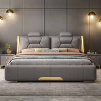 Lit rembourré de luxe de haute qualité pour chambre à coucher, avec rangement, en cuir confortable et souple, disponible en tailles Queen et King pour chambre adulte