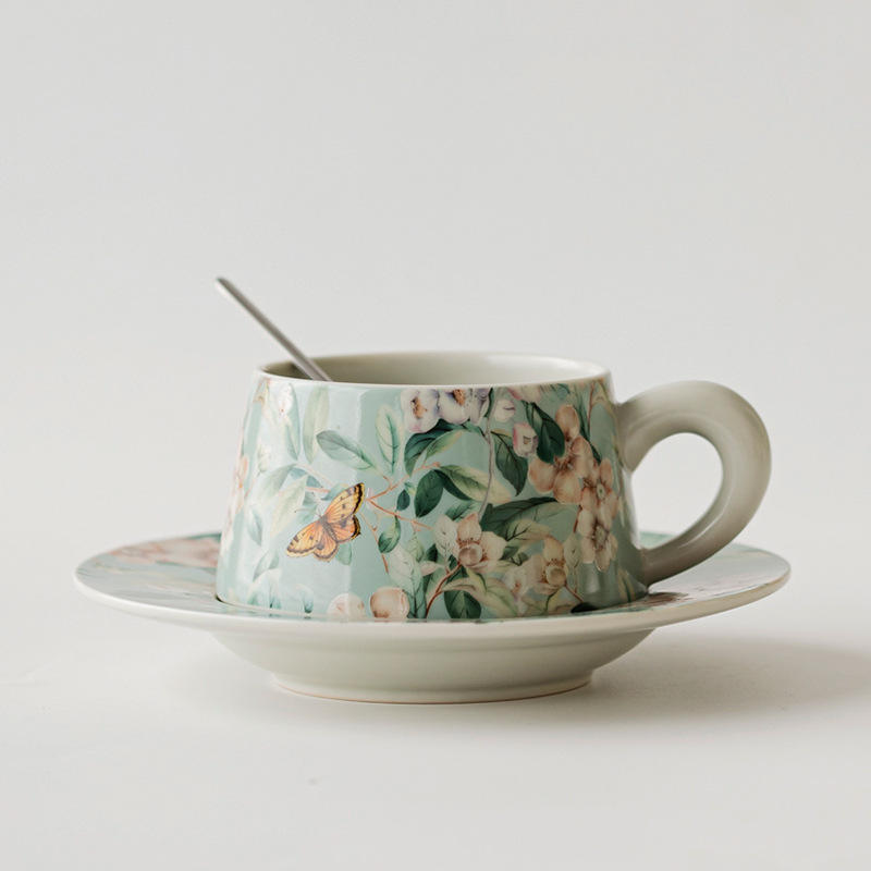 ถ้วยกาแฟ ฟางหัว ลายผีเสื้อ