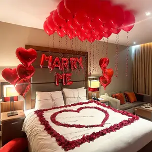 赤いハート形のホイルバルーン結婚私の手紙提案セット婚約記念装飾バレンタインデーのテーマ - Product Image 1