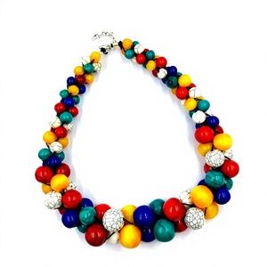 Nouveau collier multicouche perlé pour femme, coloré turquoise, violet, rose, plaqué or, bijoux de fête, tendance et élégant pour femme - Product Image 5