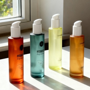 Luxury Custom Logo Glass Packaging 150ml 5oz <b>Empty</b> Round Frosted Glass Lotion Bottle With Pump Body Oil for Haircare Products - Product Image 1