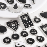 Pendentifs en émail couleur argent noir Senmei, breloques en acier inoxydable en forme de soleil, cœur, animaux pour la fabrication de bijoux DIY, colliers