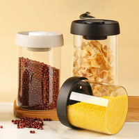 Pot de conservation moderne en verre borosilicate transparent avec couvercle sous vide anti-air pour aliments, céréales et grains de café