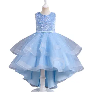 2023 Novo Modelo Frock Design Flower Girl Dresses Casamento Kids Tulle Dress Red Ball Gown para Crianças Meninas Kid 2-14 Anos