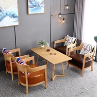Ensemble de négociation personnalisable en bois de style nordique moderne, table basse et chaises sur mesure pour salon commercial, hôtel et entreprise