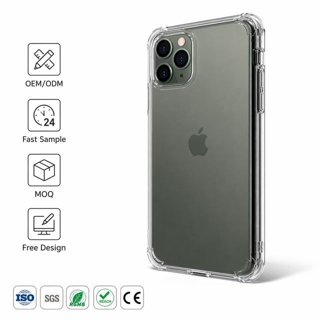 iPhone 11 Pro Max Clear Case Non-Yellowing TPU+PC Hybrid Shock-Absorbent Slim Fit Transparent Protective Shell