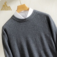 Pull en cachemire fin tricoté de calibre 12, col rond, luxe, pour homme, chaud, doux, hiver, décontracté, business, haut de gamme
