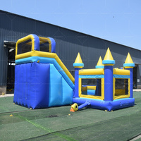 Structure gonflable commerciale d'extérieur pour adultes et enfants, avec toboggan aquatique, château gonflable et piscine intégrée