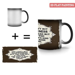 Taza mágica de cerámica negra esmerilada de 11 oz, sensible al calor y que cambia de color, para beber en casa u oficina - Product Image 4