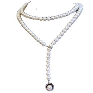 สร้อยคอมุกน้ำจืดธรรมชาติ 12-13 มม. ขนาดใหญ่ แสงสว่าง ตำหนิเล็กน้อย ลายเส้นยาว สร้อยคอจี้สวยงาม แถมฟรี - Product Image 5