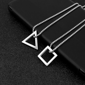 New Retro Simple <b>Titanium</b> Steel Geometric Shaped Pendant Necklace Silver Plated Unisex's Necklaces Fashion Jewelry Wholesale - Product Image 4