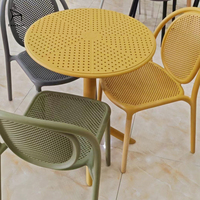 Table ronde en plastique moderne, nouvelle conception, vente en gros EaseNeat, pour café, salle de loisirs, jardin extérieur, balcon, restaurant