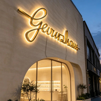 Enseigne LED extérieure pour entreprise, logo de restaurant, enseigne en acrylique étanche, panneau métallique, lettres en relief rétroéclairées