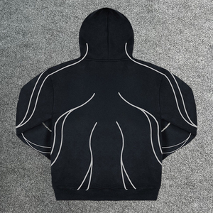 Felpa con Cappuccio Ricamata Personalizzata da Produttore di Abbigliamento, Stile Vintage a Righe per Uomo, Vestibilità Ampia, Stile <span class=keywords><strong>Y2K</strong></span> Street Casual - Product Image 2