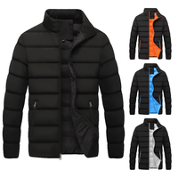 Jaket bantalan katun pria, jaket berkerah berdiri tahan air, mantel tebal Model baru 2024