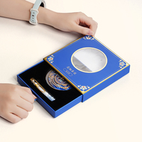 Caja Deslizante Rígida Impermeable Personalizada con Ventana Circular Transparente, Inserto de Esponja EVA Flocada, Espejo Compacto de Viaje para Recuerdos