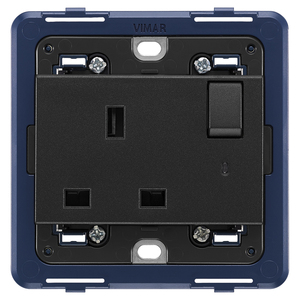Vimar 2P+T 13A English <b>Socket</b> <b>With</b> Grey Indicator Light 8.5x8.6cm - Product Image 1