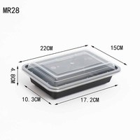 Boîte Bento jetable en PP Mercura, compatible micro-ondes, avec couvercle, style moderne, pour emballage de repas à emporter