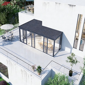 Véranda extérieure de luxe écologique en aluminium et verre avec <span class=keywords><strong>toit</strong></span> <span class=keywords><strong>plat</strong></span> à <span class=keywords><strong>double</strong></span> vitrage pour jardin, cuisine, hall, chambre - Product Image 2