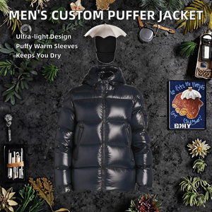 Custom Lightweight Hooded Casual Men's Puffer <b>Jacket</b> Logo New Winter Warm Puff Sleeves Zip-Up Design Outdoor Waterproof <b>Jacket</b> - Product Image 2
