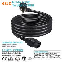 Cable de Alimentación con Conector SAF-D-GRID NEMA 5-15P, Cable de Extensión de Alta Resistencia de 14AWG/3C 13A 125V, 2 Metros