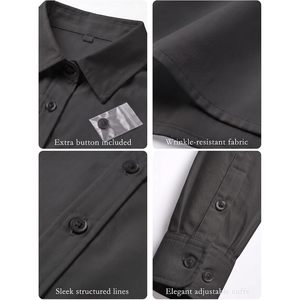 Camisa de Mujer sin Arrugas con Botones, Manga Larga, Cuello Clásico, Blusa Informal de Negocios, Tela Popelina, Tallas XS a 3XL - Product Image 5