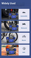 Compresseur d'air métallique double cylindre 12V/24V 300L/min avec manomètre numérique 150 PSI pour gonflage de pneus robuste et portable