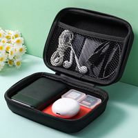 Estuche Rígido de EVA Negro y Duradero, Multifuncional, de Gran Capacidad, Impermeable, Resistente a Golpes, con Cierre, para Banco de Energía y Auriculares