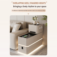 Meuble d'appoint intelligent en cuir pour canapé, multifonctionnel avec chargement sans fil, plateau en verre trempé, 5 tiroirs, mobilier de maison moderne et simple