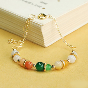 Bracciali con Catena e Maglie in Pietra Naturale di Giada Verde, Gioielli alla Moda, Bracciali con Perle di Giadeite Birmana, Bracciali con Perle di Giada del Myanmar - Product Image 6
