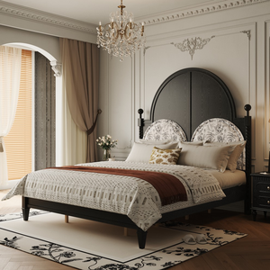 Cama Doble Tapizada Estilo Nube, Construcción de Madera Maciza Americana, Estética Moderna, Inspiración Retro Francesa para el Dormitorio Principal - Product Image 2