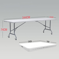 Table longue pliable en plastique, portable, rectangulaire, pour le camping et les fêtes