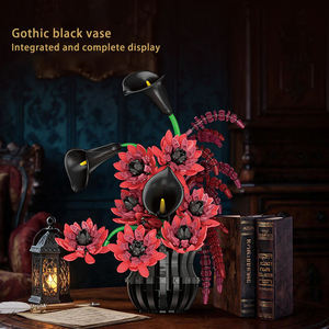 Ensemble de 885 pièces de blocs de construction floraux gothiques sombres, pétales et branches mobiles, décoration intérieure, artisanat artistique DIY, cadeau STEAM pour la vente en gros - Product Image 6