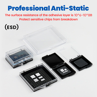 55x55x10mm ESD Self Adsorption Mesh Box Anti Static ABS Consumer Electronics Semiconductor Chip Storage Box Sample Display
