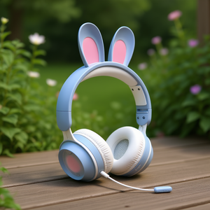 Audífonos Myrva con Orejas de Conejo, Color Azul, con Micrófono, para Niños, Uso en Exteriores - Product Image 2