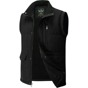 Gilet matelassé d'hiver pour homme FOXA, veste sans manches épaisse doublée de polaire, noir, grande taille, coupe-vent, vêtements d'extérieur - Product Image 1