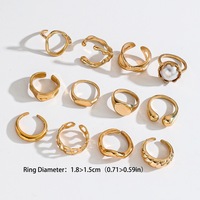 Ensemble de bagues en alliage plaqué or vintage avec pierres précieuses pour femmes, réglables, empilables, délicates, épaisses, midi, pierres de zircon