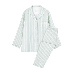 Ensemble <span class=keywords><strong>de</strong></span> pyjama décontracté unisexe en <span class=keywords><strong>gaze</strong></span> <span class=keywords><strong>double</strong></span> couche 100% coton respirant sans couture à manches courtes Mint Man New 50s - Product Image 3