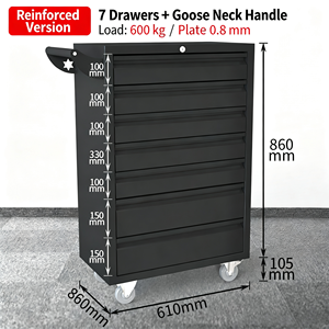 Armoire à outils robuste pour garage, armoire de rangement en acier à double porte avec serrure, étagères réglables pour atelier, mécanicien - Product Image 4