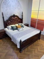 Ensemble de chambre à coucher classique américain en bois massif à prix avantageux, taille King & Queen, pour la maison, l'hôtel et la villa