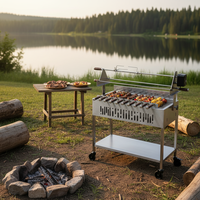 Grill à charbon de bois automatique d'extérieur pour brochettes de kebab à la cypréenne, rôtissoire de luxe Foukou pour barbecue chypriote