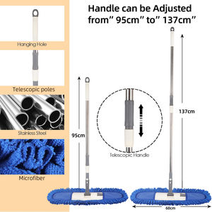 Ensemble de serpillière plate pivotante à 360° MSJ Easy Clean, nettoyage sans les mains, microfibre avec manche en acier, aide au nettoyage <span class=keywords><strong>magique</strong></span> paresseux - Product Image 3