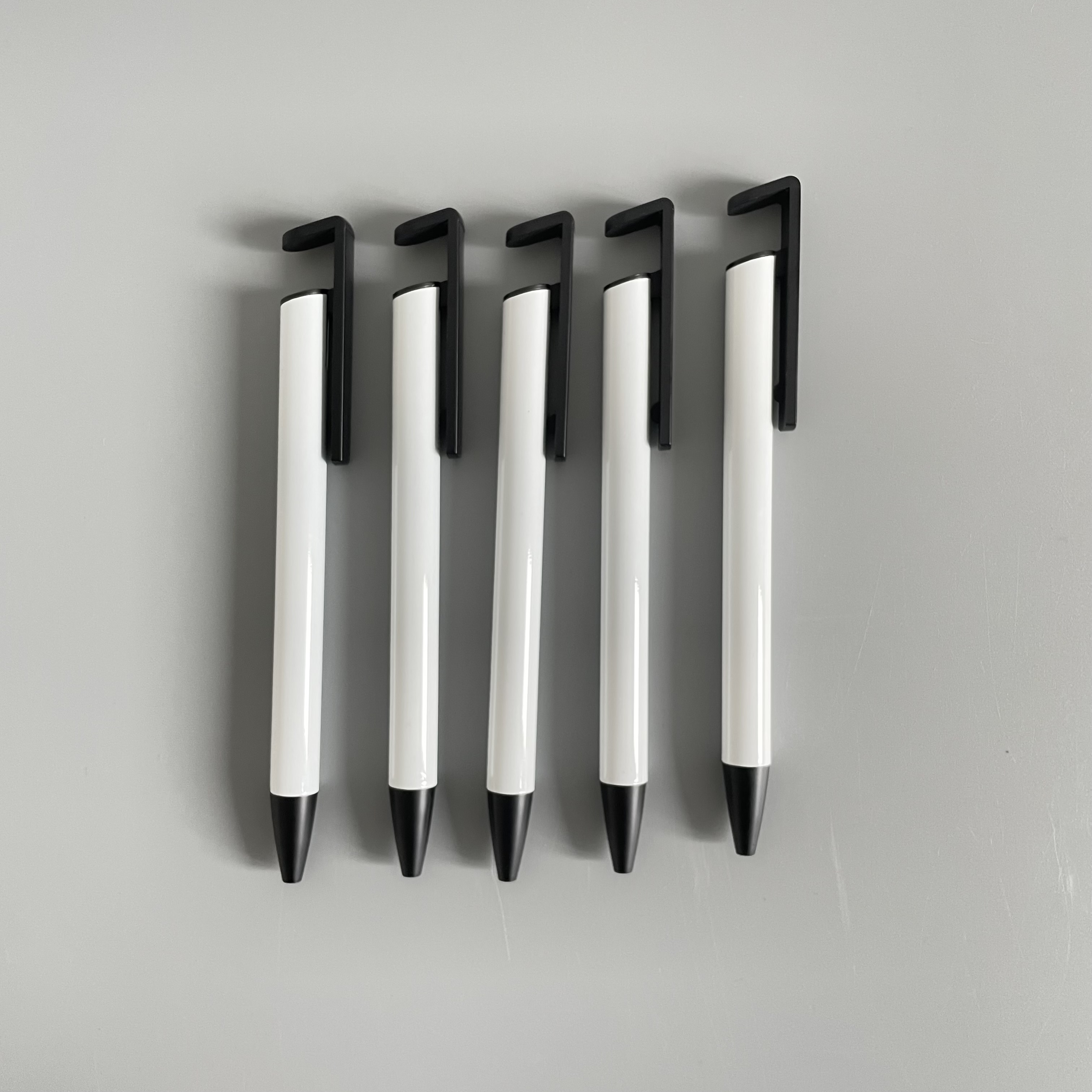 Готово к отправке, Белый Алюминиевый Корпус черная шариковая сублимации ручки пустой с усадочная обертка для краски с термическим закреплением изображения (