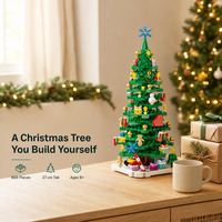 Ensemble de blocs de construction en plastique pour arbre de Noël, 869 pièces, modèle d'ornement DIY, mini briques, décoration de Noël, cadeau pour les enfants de 7 à 14 ans